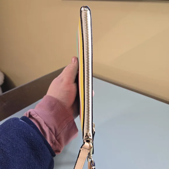 KATE SPADE Grove Street Multicolor Striped Double Zip Wristlet - Picture 3 of 9